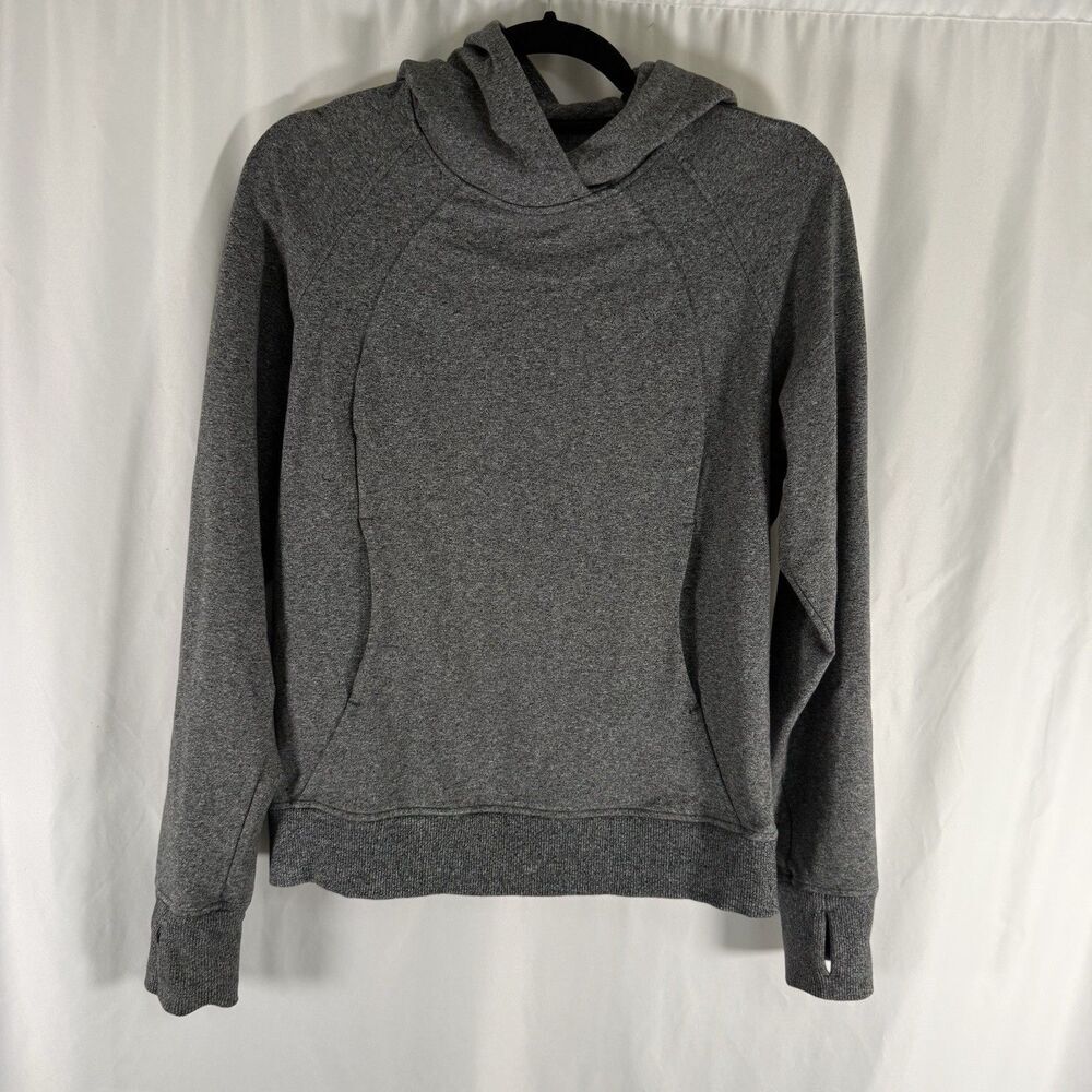 Lululemon Hoodie Sweatshirt Women's 4 Grey Hooded Long Sleeve Thumb Holes